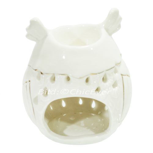 2x Duftlampen Eulen Keramik Aromalampen Duftstövchen Eule weiss 4175